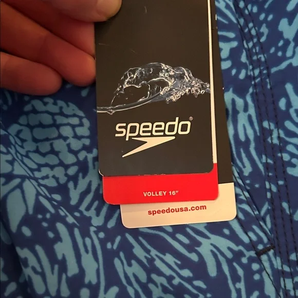 Speedo Men's Blue Pattern Swim Trunks-NWT - Picture 2 of 9